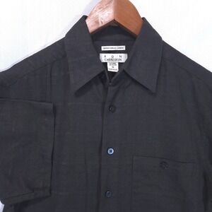 Ron Chereskin Washable Linen Blend Plaid Short Sleeve Shirt Men S Black Summer